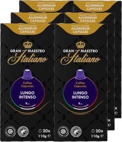 Gran Maestro Italiano - Lungo Intenso - Koffiecups - Nespresso Compatibel Capsules - Krachtige Smaak - 6 X 20 Cups