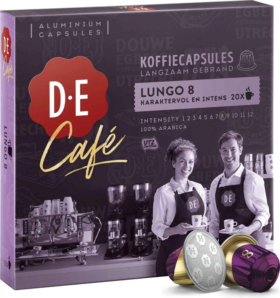 Douwe Egberts D.E Café Lungo Koffiecups - Intesiteit 8/12 - 10 X 20 Capsules - Afbeelding 2