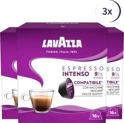 Lavazza Espresso Intenso Capsules - Geschikt Voor Dolce Gusto Apparaat - 16 Stuks X3