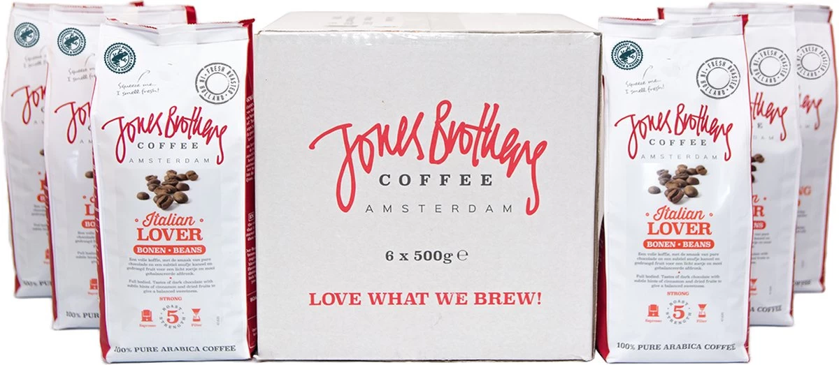 Jones Brothers Coffee Koffiebonen Italian Lover – 6 X 500 Gram - Afbeelding 2
