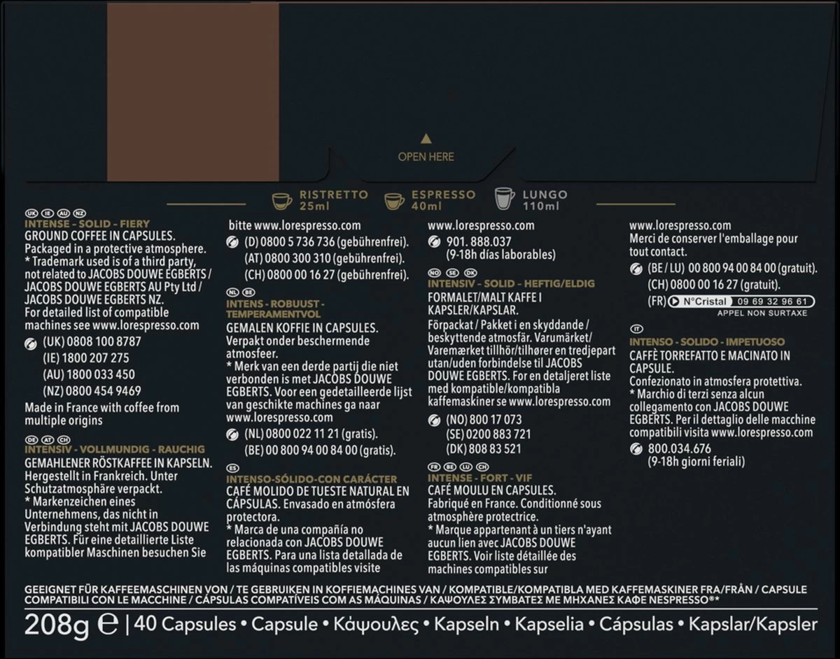 L'OR Espresso Forza Koffiecups - Intensiteit 9/12 - 4 X 40 Capsules - Afbeelding 2