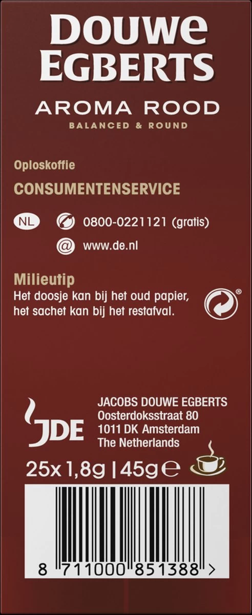 Douwe Egberts Aroma Rood Sticks Oploskoffie - 6 X 25 Zakjes - Afbeelding 5
