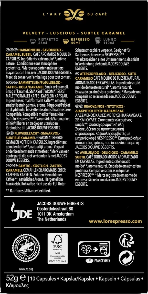L'OR Espresso Caramel Koffiecups - 10 X 10 Capsules - Afbeelding 2