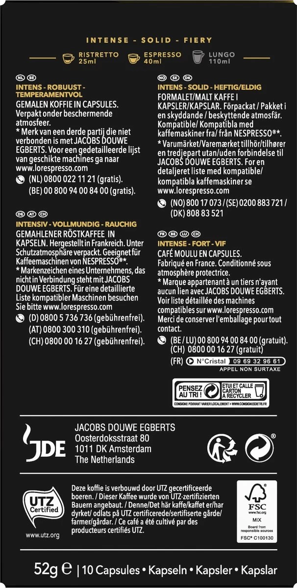 L'OR Espresso Forza Koffiecups - Intensiteit 9/12 - 10 X 10 Capsules - Afbeelding 3