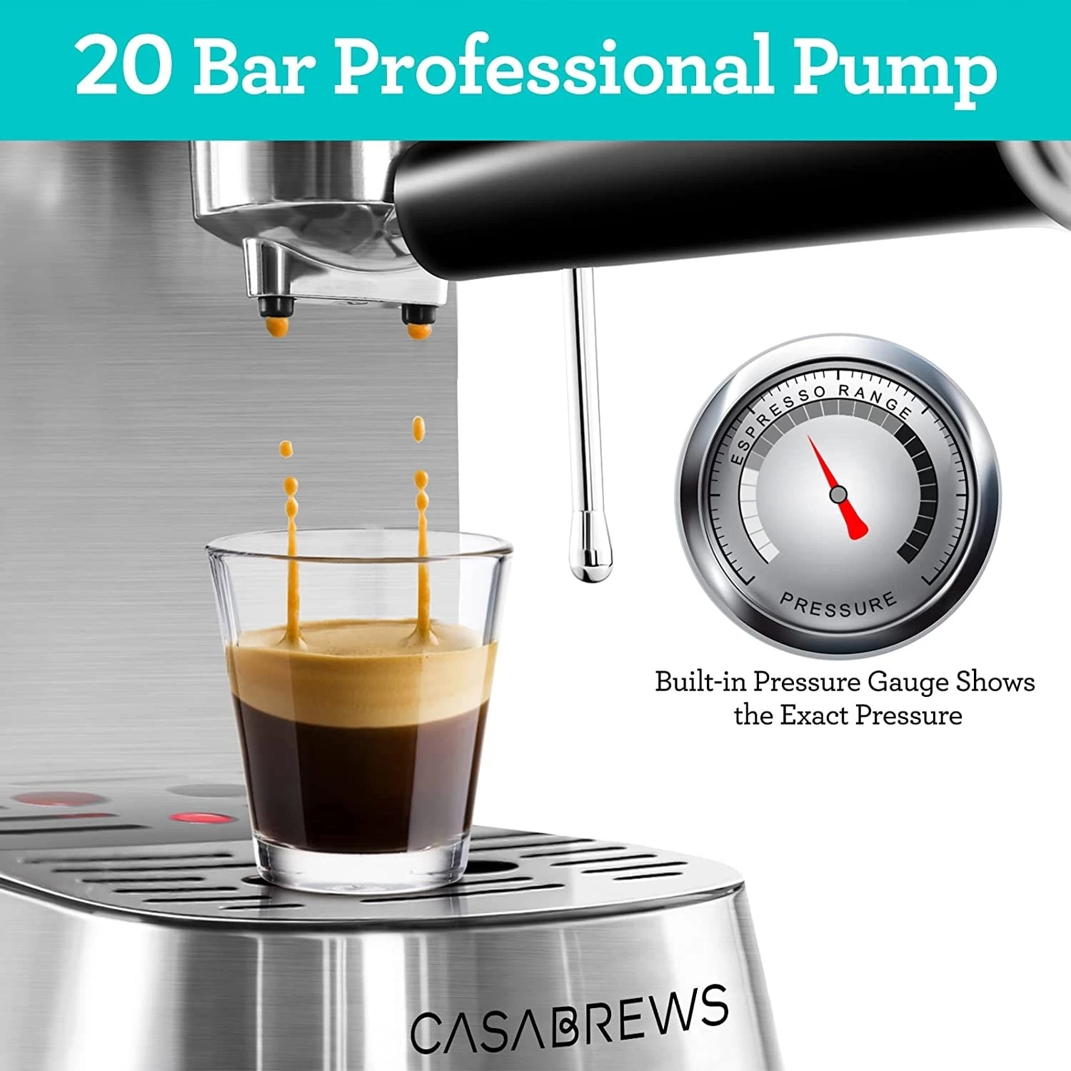 CASABREWS CM5418 Espresso Machine 20Bar Steam Milk Frothing Machine - Afbeelding 3