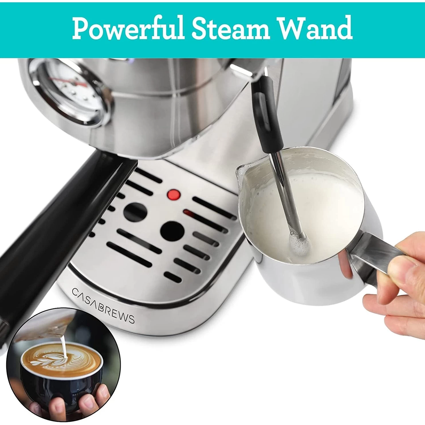 CASABREWS CM5418 Espresso Machine 20Bar Steam Milk Frothing Machine - Afbeelding 4