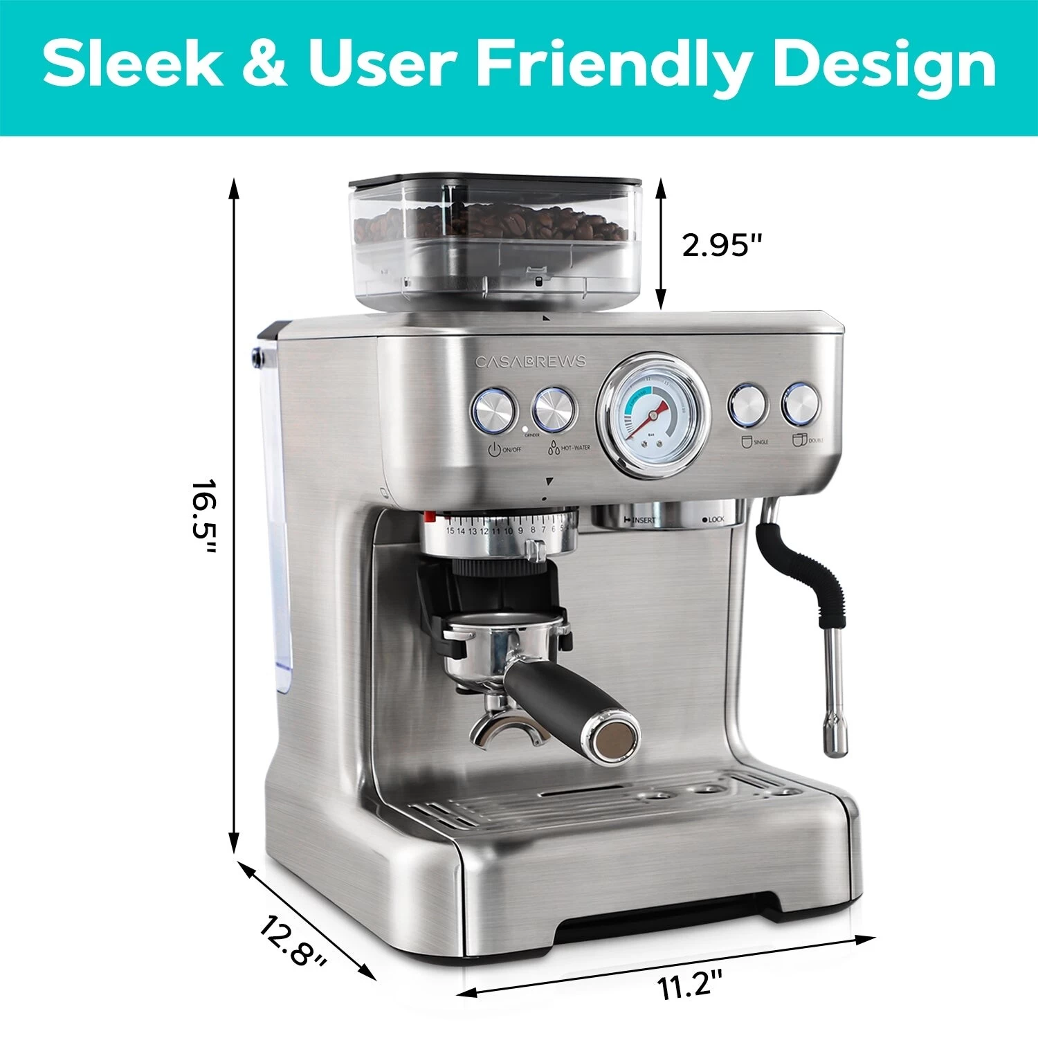 Casabrews 5700Gense All-in-One Espresso Machine With Grinding Memory Function - Afbeelding 6
