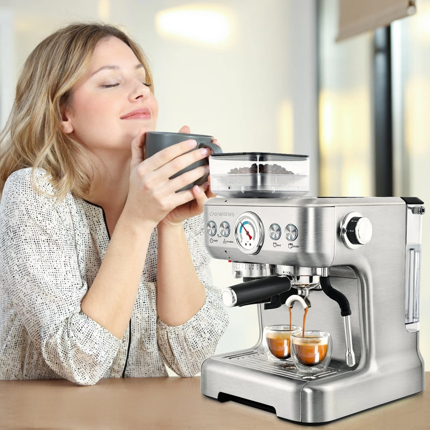 Casabrews 5700Gense All-in-One Espresso Machine With Grinding Memory Function - Afbeelding 7