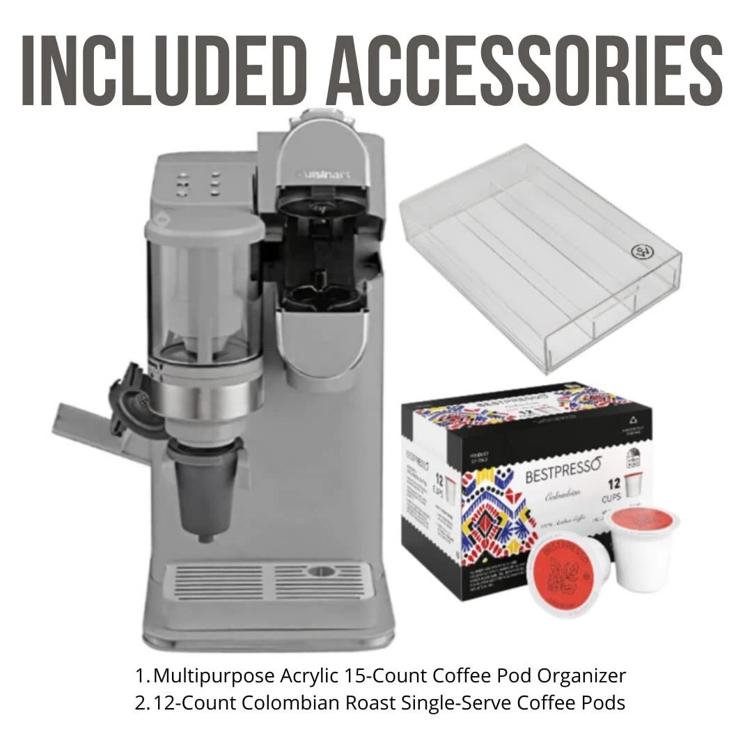 Conical Burr Grind And Brew Single-Serve Coffeemaker, Bundle With Coffee Pod Organizer, Single Serve Coffee Pods