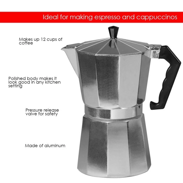 Home Basics Aluminum 12-cup Espresso Maker - Afbeelding 3