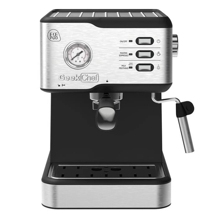 Stainless Steel Espresso Machine With Pressure Gauge And Milk Frother Steam Wand, 1.5L Water Tank - Afbeelding 8