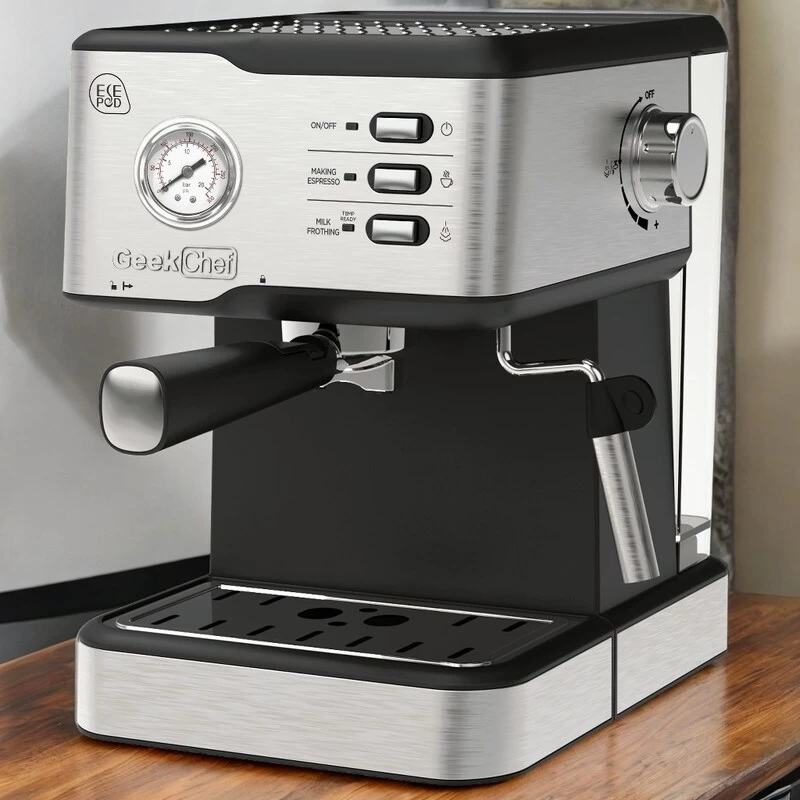 Stainless Steel Espresso Machine With Pressure Gauge And Milk Frother Steam Wand, 1.5L Water Tank - Afbeelding 10